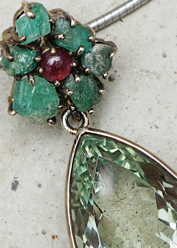 Green Quartz & Emerald Pendant